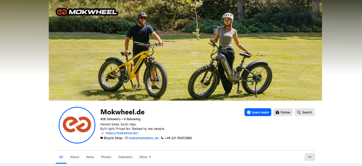 Mokwheel.de Facebook主页的品牌封面与账号简介